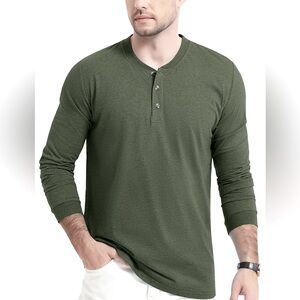 Haynes Beefy-T Long Sleeve Henley Shirt Sz XL